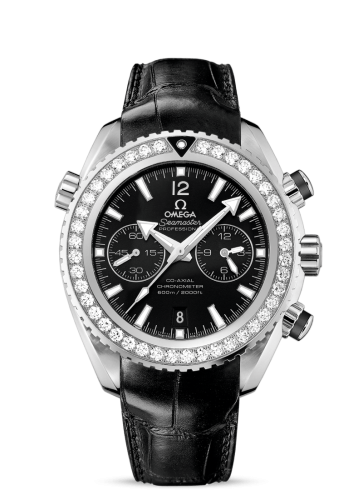 Omega Seamaster Planet Ocean 600M Co-Axial 45.5 Chronograph Stainless Steel / Diamond / Black / Alligator